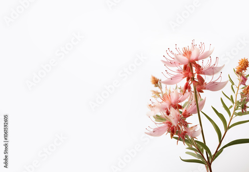 Wallpaper Mural A beautiful bouquet of fresh spring colorful pastel flowers, flat lay on a white background. Text space available for beautiful fresh and dry flowers on a white background in a flat lay. Torontodigital.ca