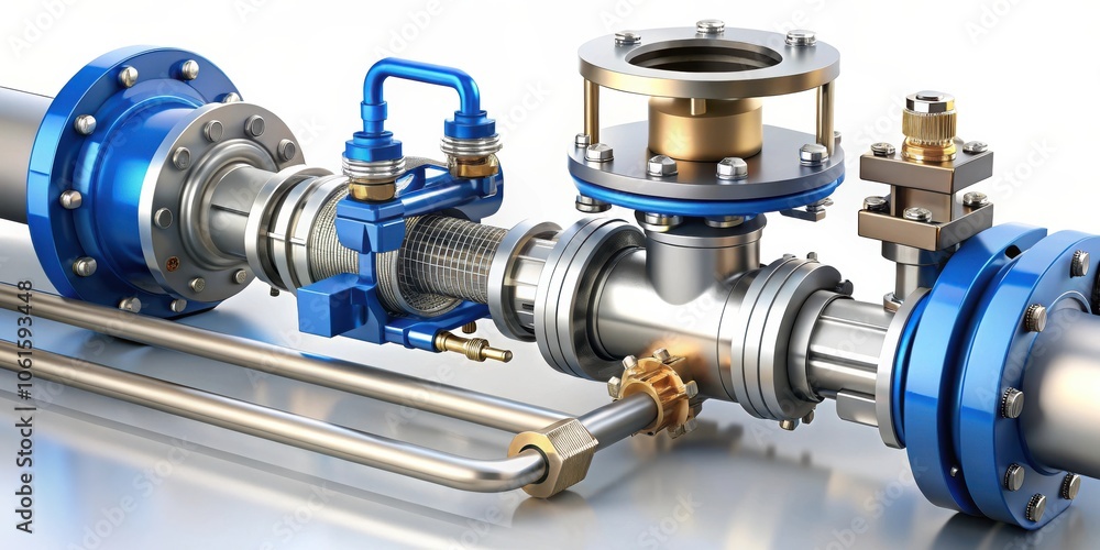 A detailed illustration of a complex industrial pipeline system, featuring a series of interconnected pipes, valves, and fittings. A detailed illustration of a complex industrial pipeline system, featuring a series of interconnected pipes, valves, and fittings.