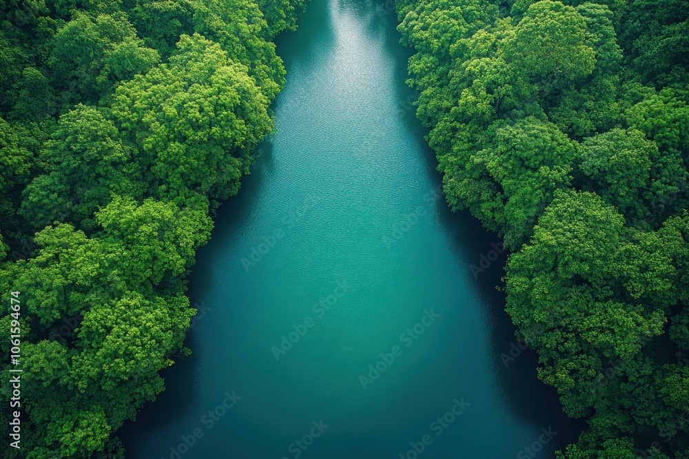 Aerial Top-Down View of a Dense Green Forest with Blue River, Tropical Rainforest with Trees and Central Stream, Nature Banner Background
Aerial Top-Down View of a Dense Green Forest with Blue River, Tropical Rainforest with Trees and Central Stream, Nature Banner Background
