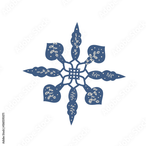 Snowflake isolated on white background. Vector hand drawn flat illustration