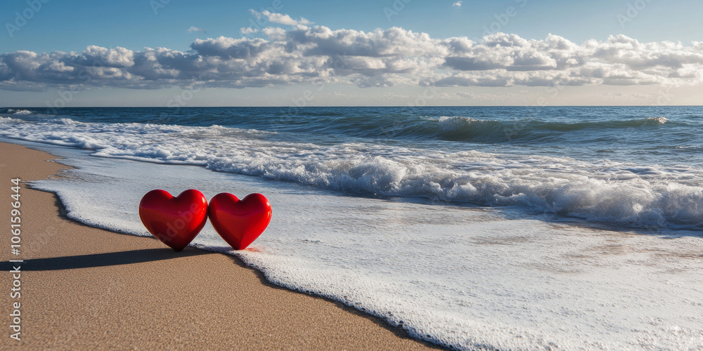 Fototapeta premium Heart in the Sand at Sunset Beach Valentine’s Day Inspiration