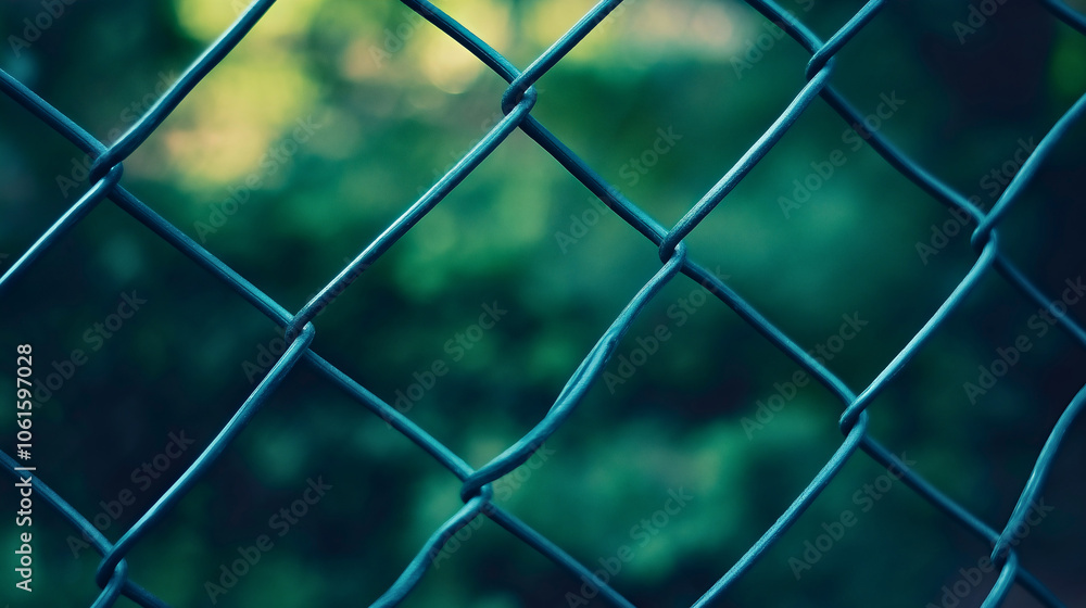 Sturdy chain link fence, protective metal protection barrier, secure security border grid, fortified steel cage, industrial safety mesh Sturdy chain link fence, protective metal protection barrier, secure security border grid, fortified steel cage, industrial safety mesh