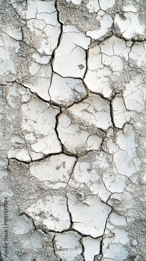 Fototapeta premium A close-up of cracked, dry surface resembling aged plaster or soil.