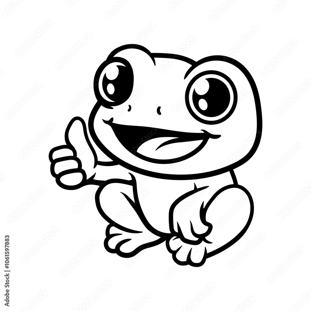 fun cute cartoon of frog fun logo drawing coloring line art style sketch classic vintage design illustration fun cute cartoon of frog fun logo drawing coloring line art style sketch classic vintage design illustration