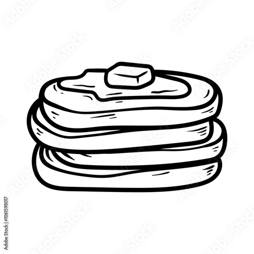 stack of pancakes drawing coloring line art style sketch classic vintage design illustration