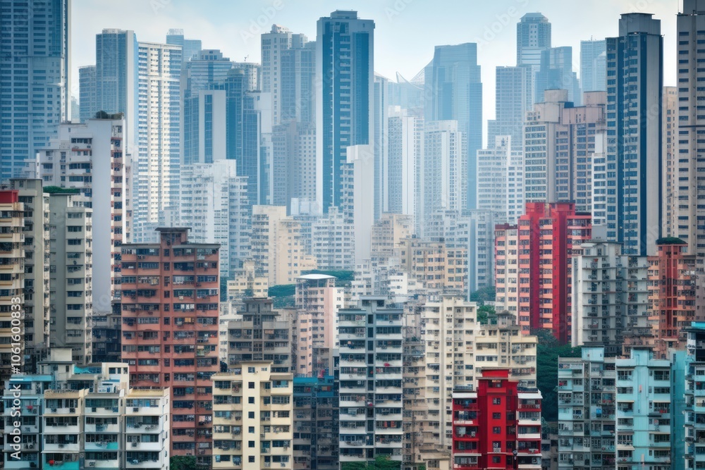 Obraz premium Asian city architecture condominium skyscraper.