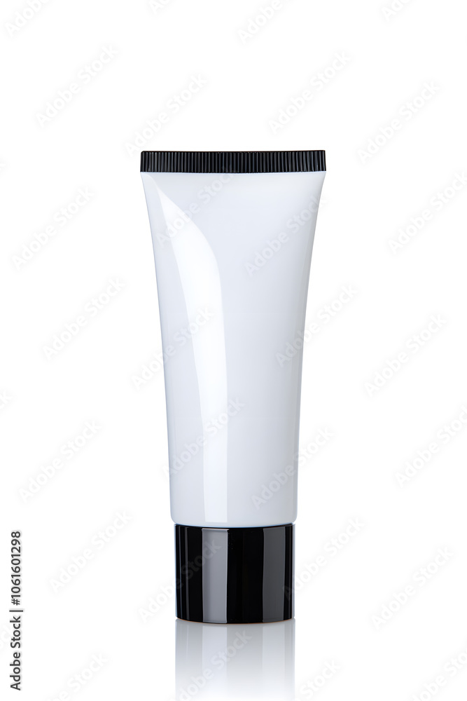 Makeup foundation, BB cream tube mockup isolated on white background Makeup foundation, BB cream tube mockup isolated on white background