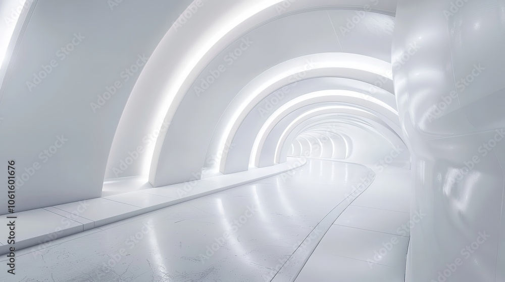Obraz premium Empty White Tunnel 3D Rendering, 360-Degree Seamless