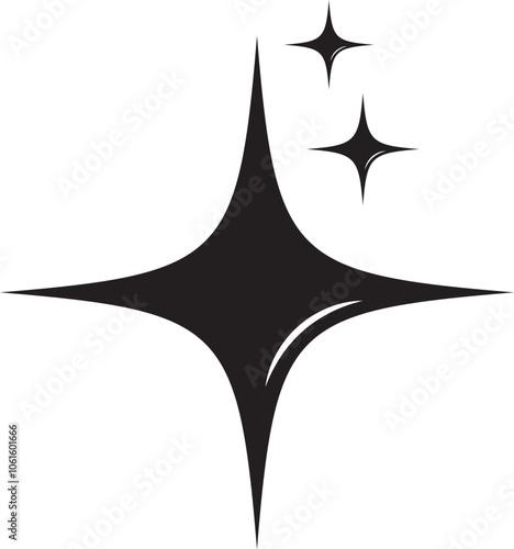 Shining stars emoji. Sparkles  star icon, twinkle social media platform symbol. Black cartoon glittering abstract element vector. isolated on white background. Vector illustration. EPS 10 