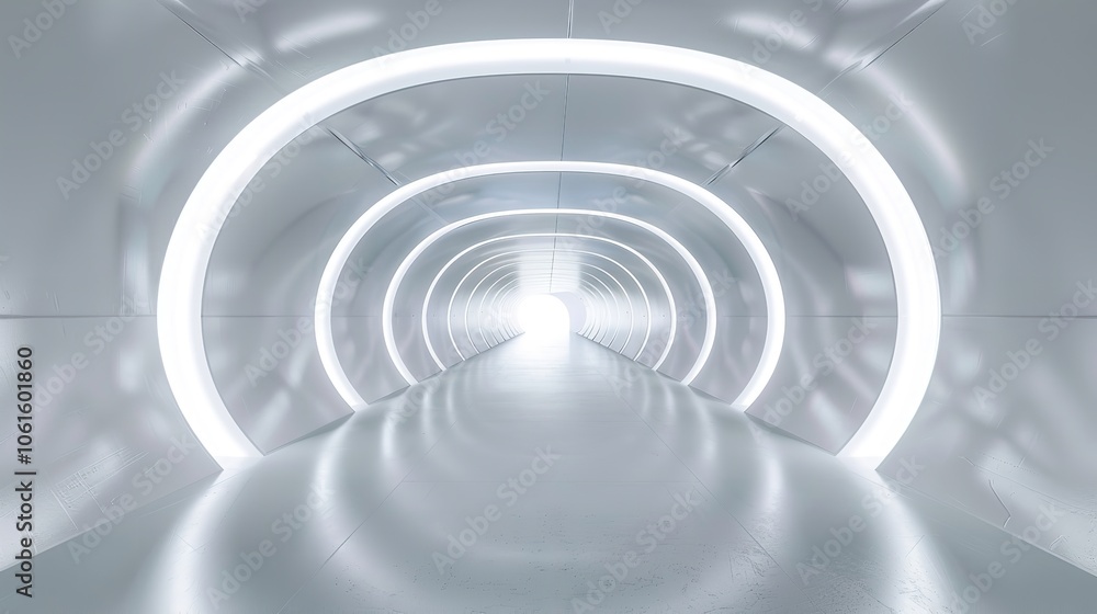 Obraz premium Empty White Tunnel 3D Rendering, 360-Degree Seamless