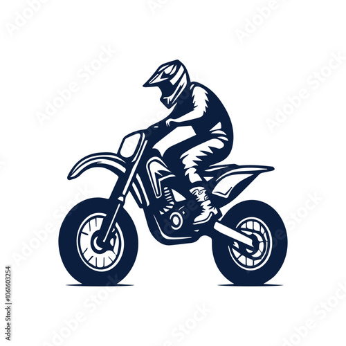 Motocross race, rider on motorbike, isolated vector silhouette