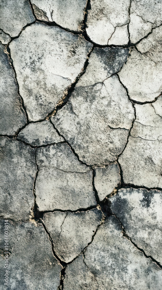 Obraz premium A close-up view of cracked, dry ground, highlighting drought or soil erosion.