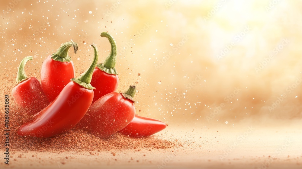 Vibrant red bell peppers with freshly ground pepper, a culinary delight Vibrant red bell peppers with freshly ground pepper, a culinary delight