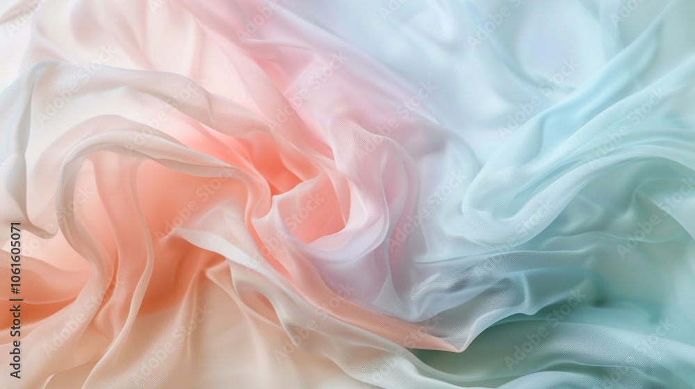 Soft pastel fabric swirls gently, creating a serene and dreamy spectrum of colors blending seamlessly in elegant folds. Soft pastel fabric swirls gently, creating a serene and dreamy spectrum of colors blending seamlessly in elegant folds.