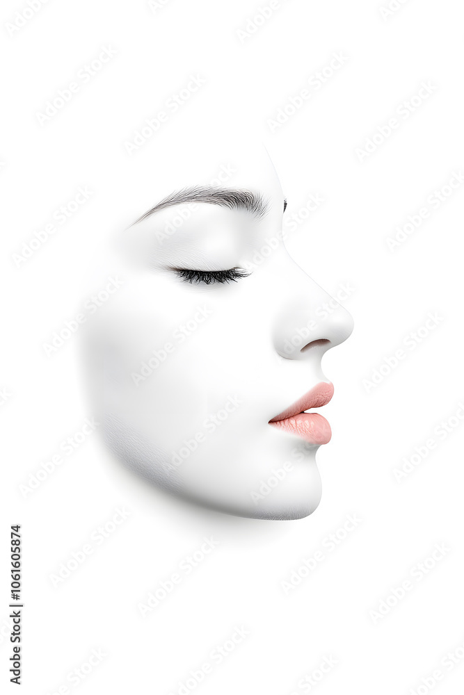 White color side profile of young woman 3d art illustration White color side profile of young woman 3d art illustration