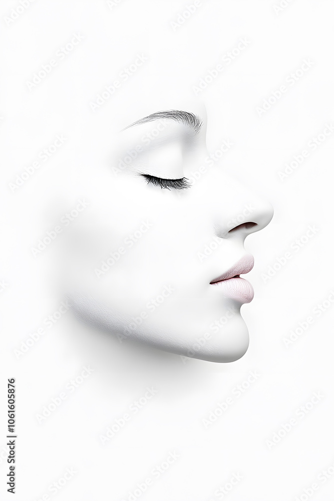 White color side profile of young woman 3d art illustration White color side profile of young woman 3d art illustration