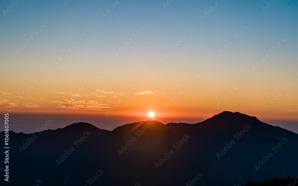 Gloomy Sunset view over the Mountain in Dhading, Nepal. Gloomy Sunset view over the Mountain in Dhading, Nepal.