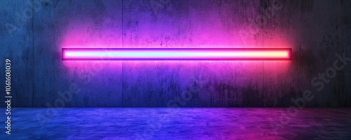 Neon light on concrete wall, colorful illumination