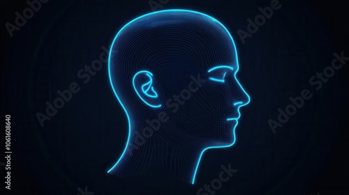 Neon silhouette of a human head profile