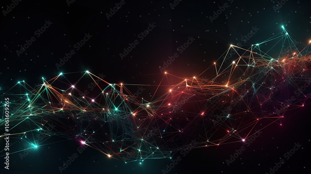 Abstract Web of Lights Against Dark Background Abstract Web of Lights Against Dark Background