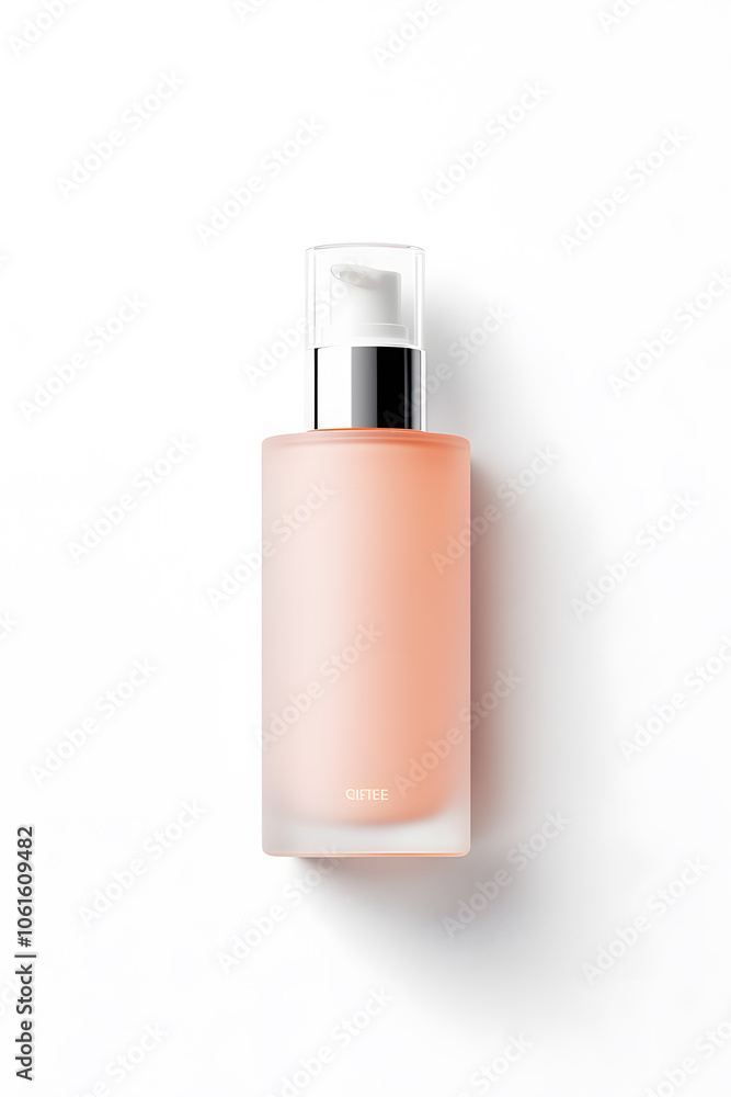 Skincare lotion pump bottle of frosted glass mock up, isolated on white background Skincare lotion pump bottle of frosted glass mock up, isolated on white background