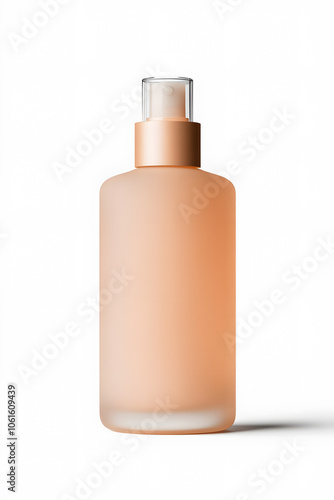 Skincare lotion pump bottle of frosted glass mock up, isolated on white background