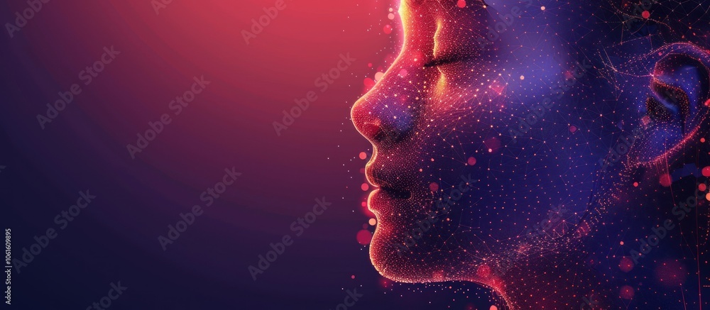 Abstract portrait of a person with a bright glowing face. Abstract portrait of a person with a bright glowing face.
