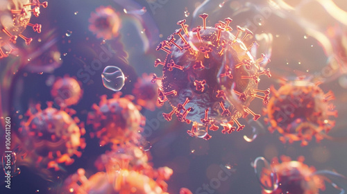 3D rendering of the floating pathogen that causes respiratoru infections called COVID-19