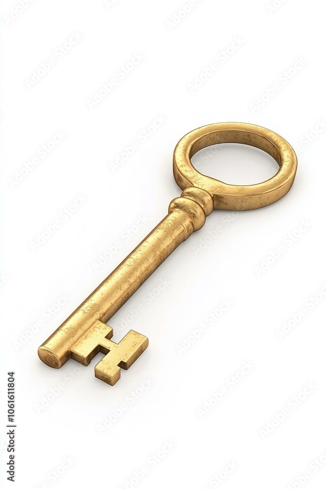 Old key isolated on white background. without shadow. Old key isolated on white background. without shadow.