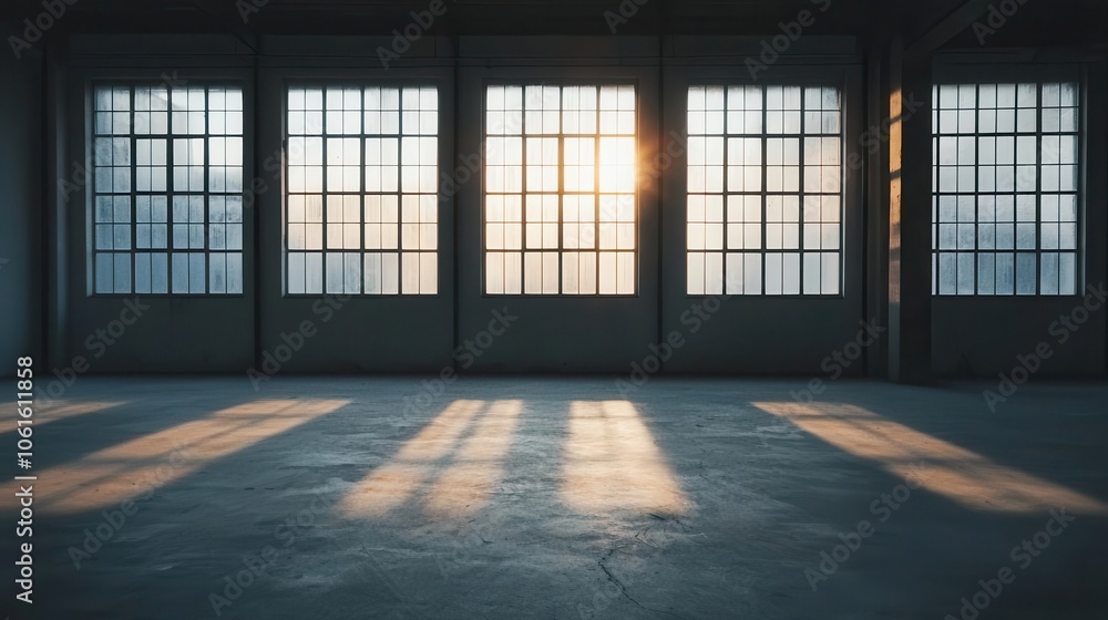 Sunlight shining through large windows. Sunlight shining through large windows.