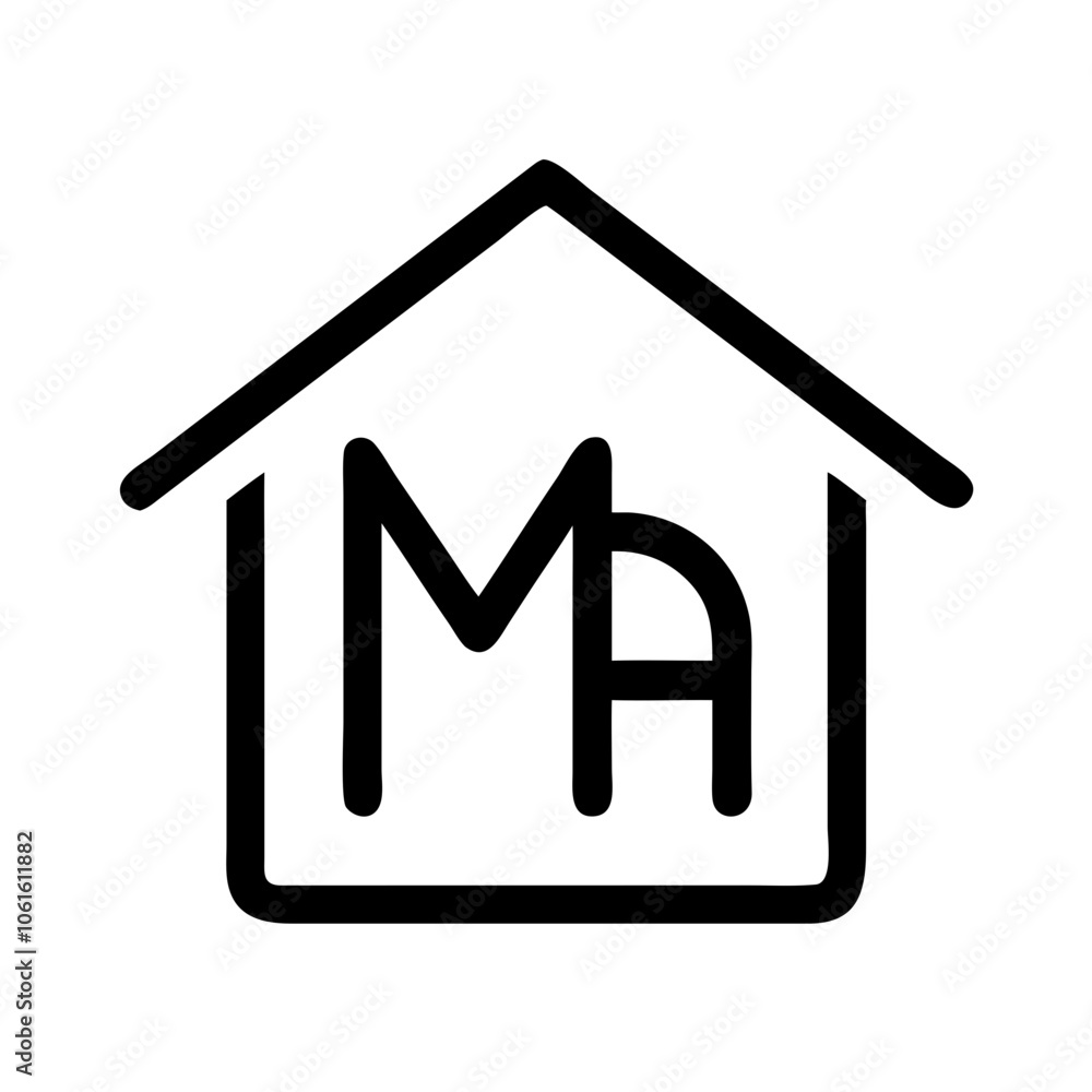 Monogram MA real estate logo with house outline
Monogram MA real estate logo with house outline