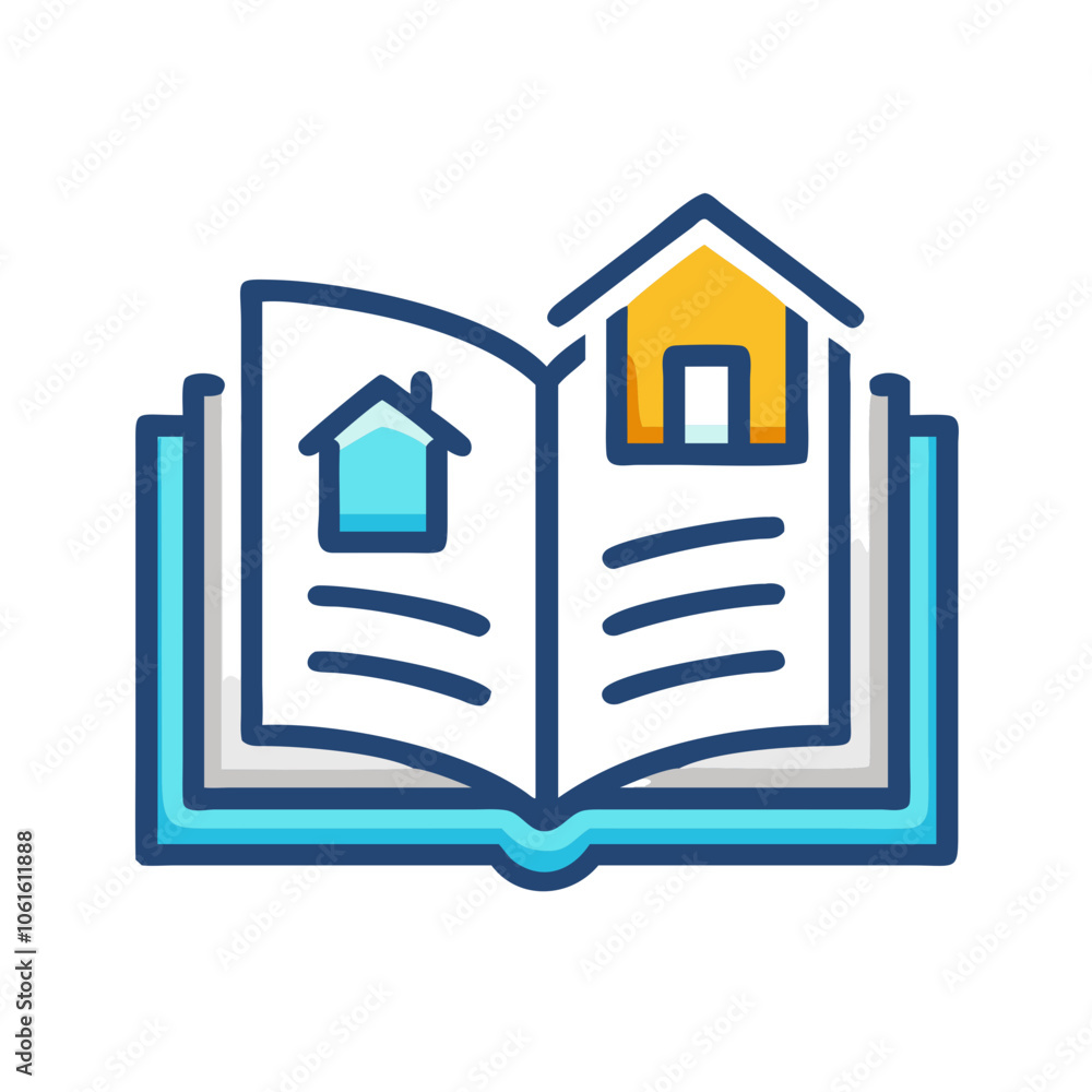 Real estate logo with open book and houses for educational branding
Real estate logo with open book and houses for educational branding