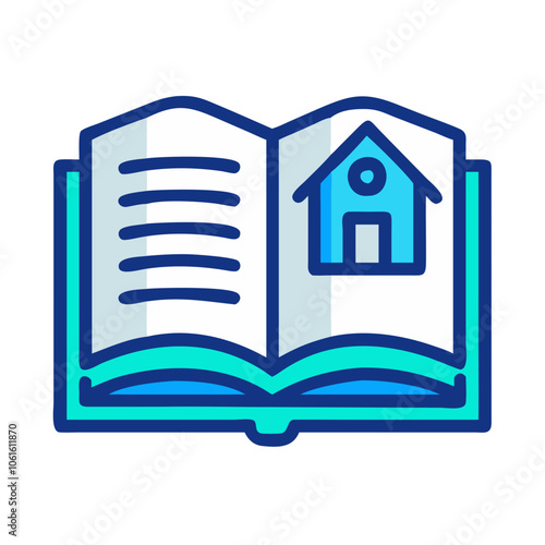 Educational real estate logo with book and house icon

