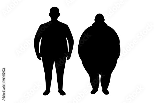 Fat and thin man silhouette vector design.