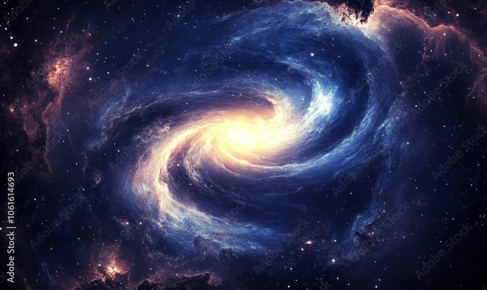 Spiral galaxy with bright core and stars. Spiral galaxy with bright core and stars.