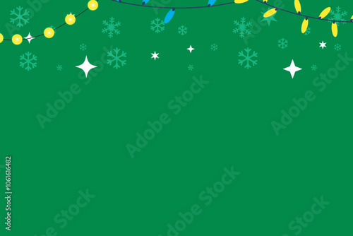 Festive Christmas and New Year background vector banner, decorated with snow elements, lights and ornaments, perfect for greeting cards, social media or digital decoration.