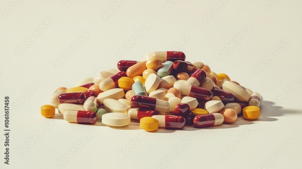 A close-up shot of a large pile of various pills and capsules, showcasing a mix of colors and shapes. The image highlights the abundance of pharmaceuticals in modern healthcare. A close-up shot of a large pile of various pills and capsules, showcasing a mix of colors and shapes. The image highlights the abundance of pharmaceuticals in modern healthcare.