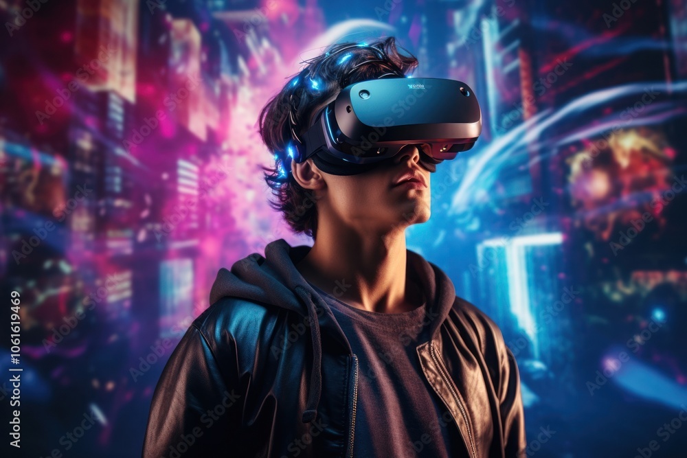 Virtual reality VR goggle technology futuristic architecture. Virtual reality VR goggle technology futuristic architecture.