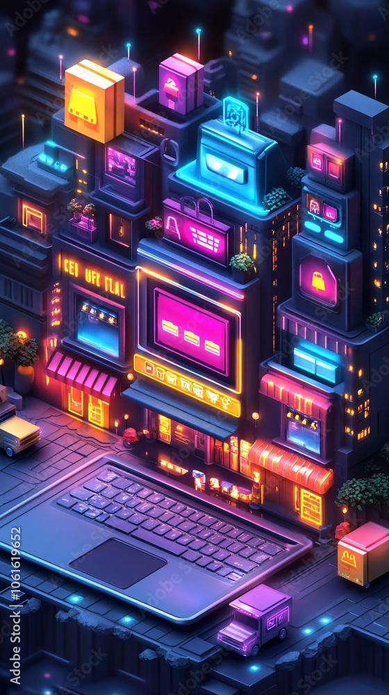 Futuristic digital online store concept Futuristic digital online store concept