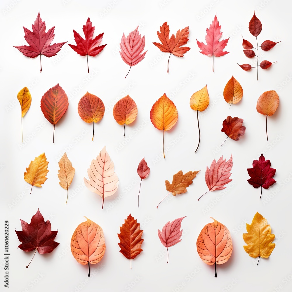 Fototapeta premium Collection of Colorful Autumn Leaf Illustrations