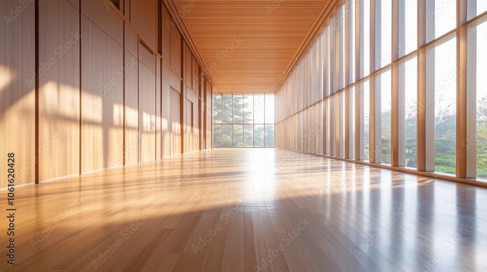 Wooden table, light office. Generative AI Wooden table, light office. Generative AI