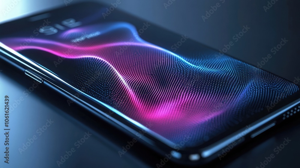 A close-up shot of a smartphone with a vibrant abstract design on the screen, showcasing a dynamic blend of blue and pink hues. A close-up shot of a smartphone with a vibrant abstract design on the screen, showcasing a dynamic blend of blue and pink hues.