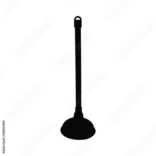 Black toilet plunger silhouette. Plunger icon vector illustration design.