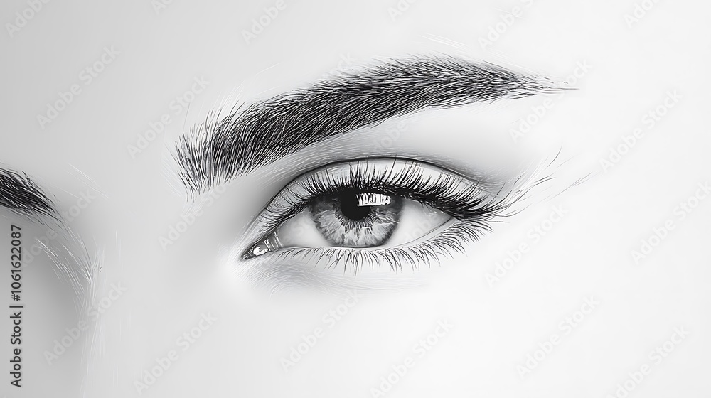 Fototapeta premium Close-up of a human eye in monochrome, highlighting detail and beauty.