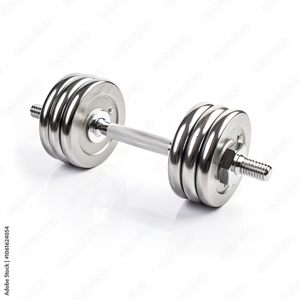 Fototapeta premium Adjustable Chrome Dumbbell on White Background