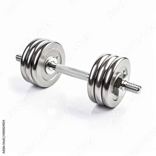 Adjustable Chrome Dumbbell on White Background