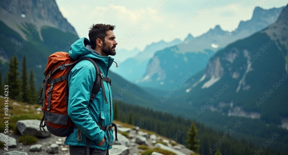 Climber male model at Banff National Park, Canada, in tranquil indigos and turquoises, nature-inspired camouflage captured in high resolution with Hasselblad X1D. Climber male model at Banff National Park, Canada, in tranquil indigos and turquoises, nature-inspired camouflage captured in high resolution with Hasselblad X1D.