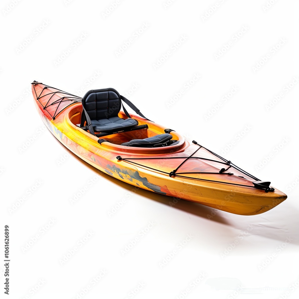 Bright Orange Kayak Isolated on White Bright Orange Kayak Isolated on White