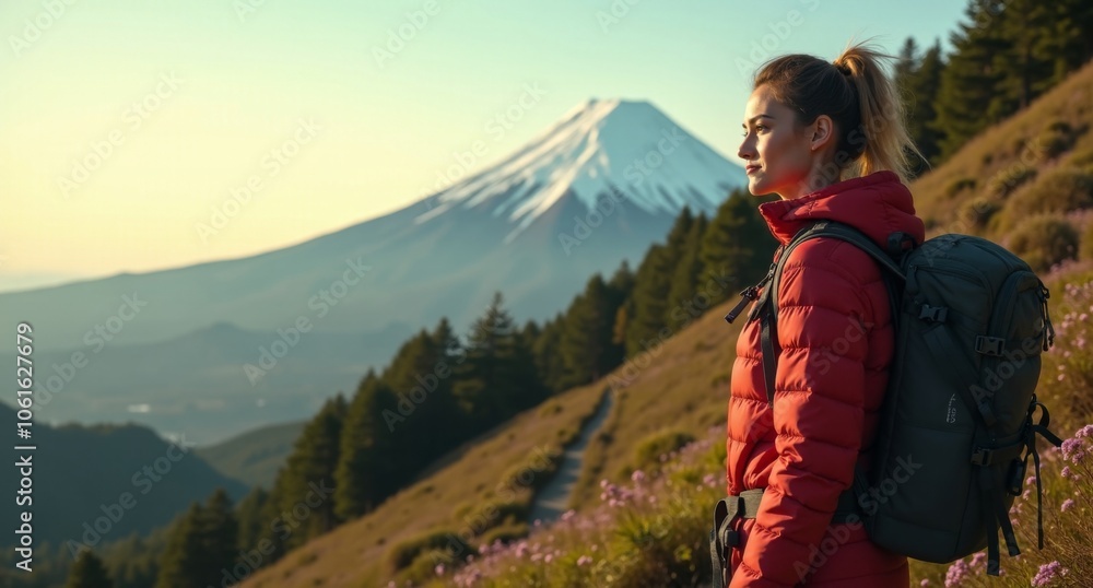 Hiker sexy model girl at Mount Fuji, Japan, showcasing gravity-defying landscapes in earthy greens and browns, a breathtaking shot in 8k with Hasselblad X1D. Hiker sexy model girl at Mount Fuji, Japan, showcasing gravity-defying landscapes in earthy greens and browns, a breathtaking shot in 8k with Hasselblad X1D.