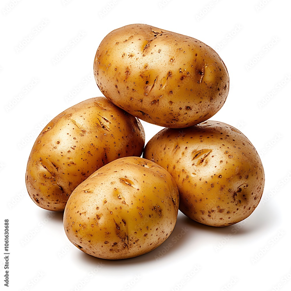 Fresh Brown Potatoes Isolated on White Background Fresh Brown Potatoes Isolated on White Background